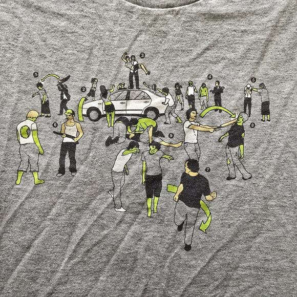 Threadless In Case of Zombies light gray crewneck T-shirt men's medium - Picture 3 of 6